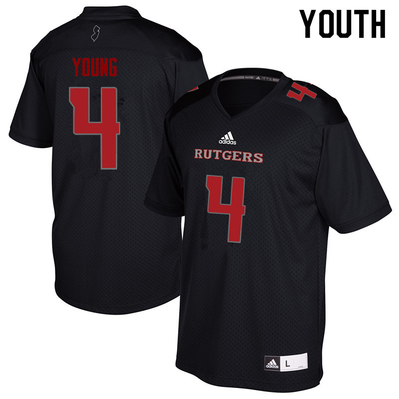 Youth #4 Aaron Young Rutgers Scarlet Knights College Football Jerseys Sale-Black